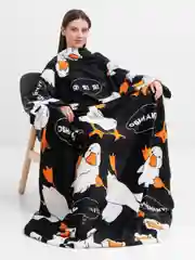 Бежевый меланж плед с рукавами женский Totmart плюшевый 150*200 см, мягкий пушистый плед-одеяло