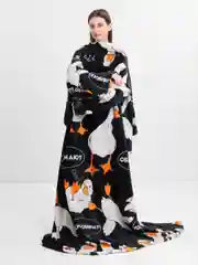 Бежевый плед с рукавами женский Totmart плюшевый 150*200 см мягкий пушистый плед-одеяло
