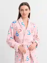 Розовый халат женский, теплый