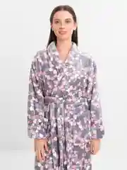 Серый халат женский, теплый