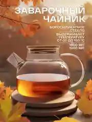 Прозрачный чайник заварочный, с металлическим фильтром, 3 объема