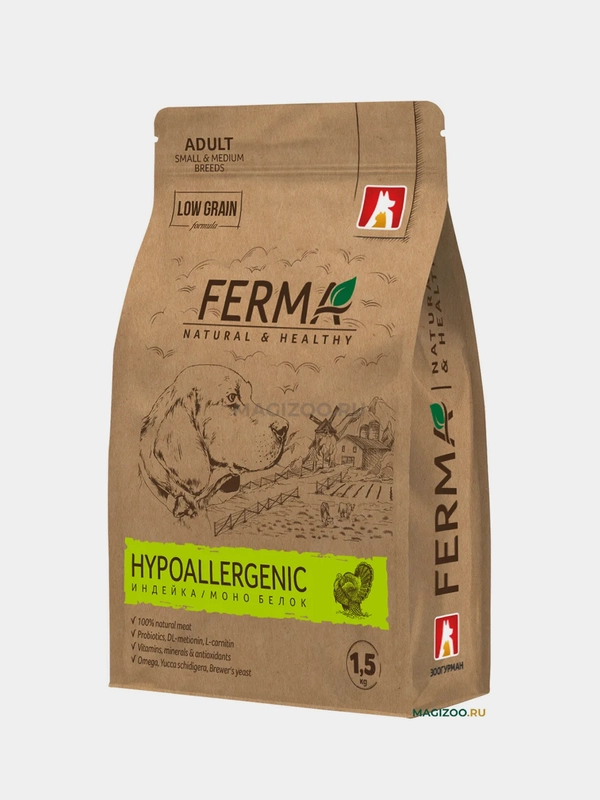 Сухой корм для собак мелких и средних пород FERMA Hypoallergenic Моно Белок, 1,5 кг