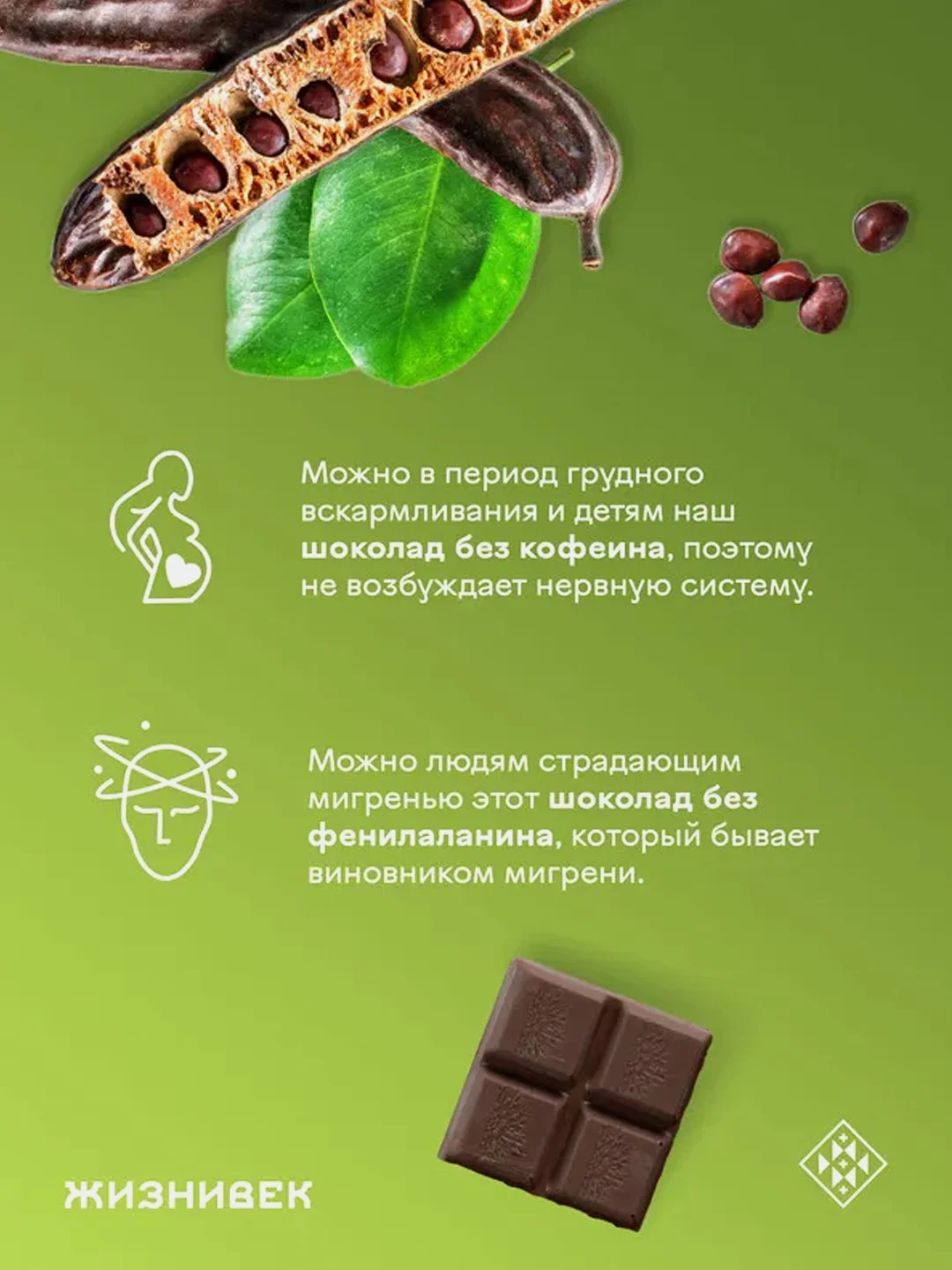 Кондитерское изделие Жизнивек "Шоколад Из Кэроба", на кокосовом молоке, 75 г