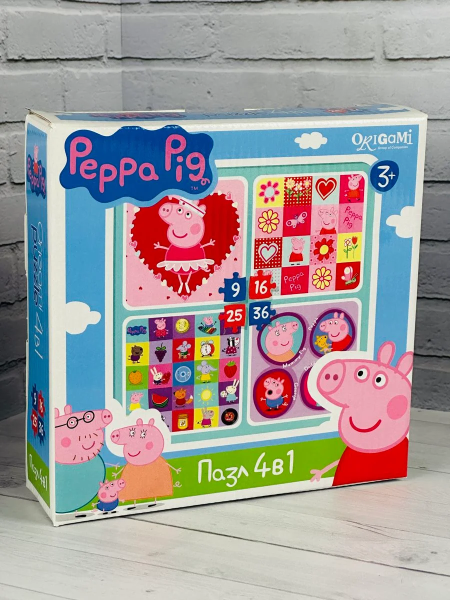 Набор для малышей мозаика пазл свинка Пеппа 9 16 25 36 элементов 4 шт Peppa pig поросенок