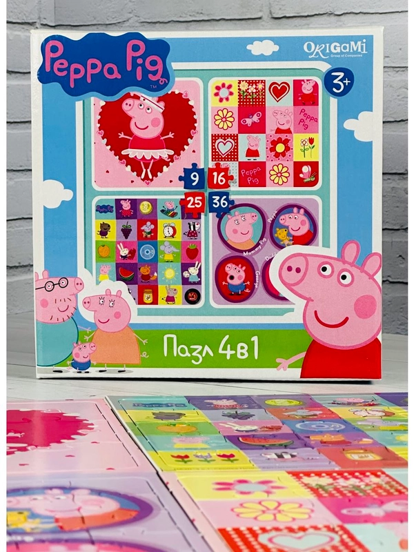 Набор для малышей мозаика пазл свинка Пеппа 9 16 25 36 элементов 4 шт Peppa pig поросенок