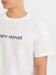 Молочный футболка мужская с татарским принтом, с вышивкой