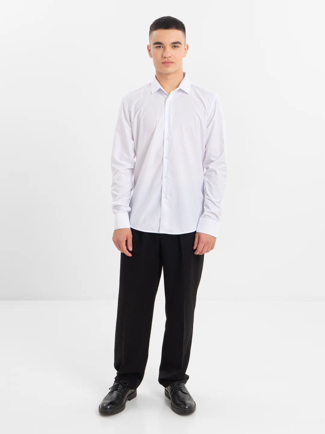 Белый рубашка классическая с длинным рукавом, приталенная Slim fit