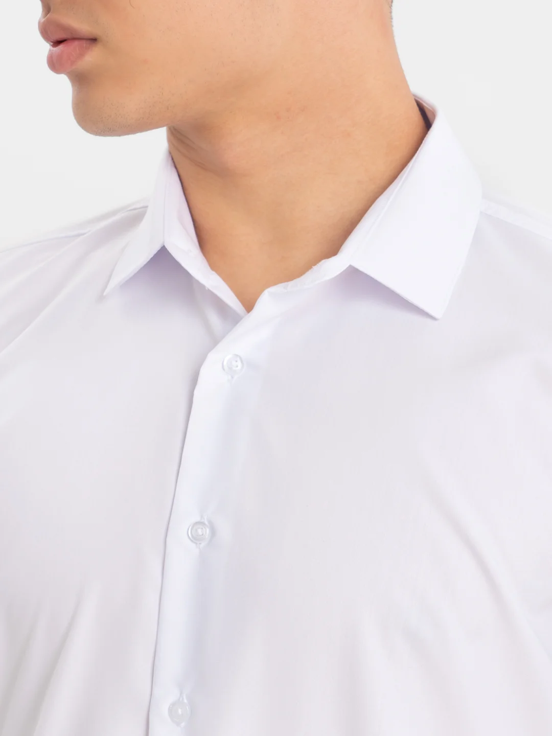 Белый рубашка классическая с длинным рукавом, приталенная Slim fit