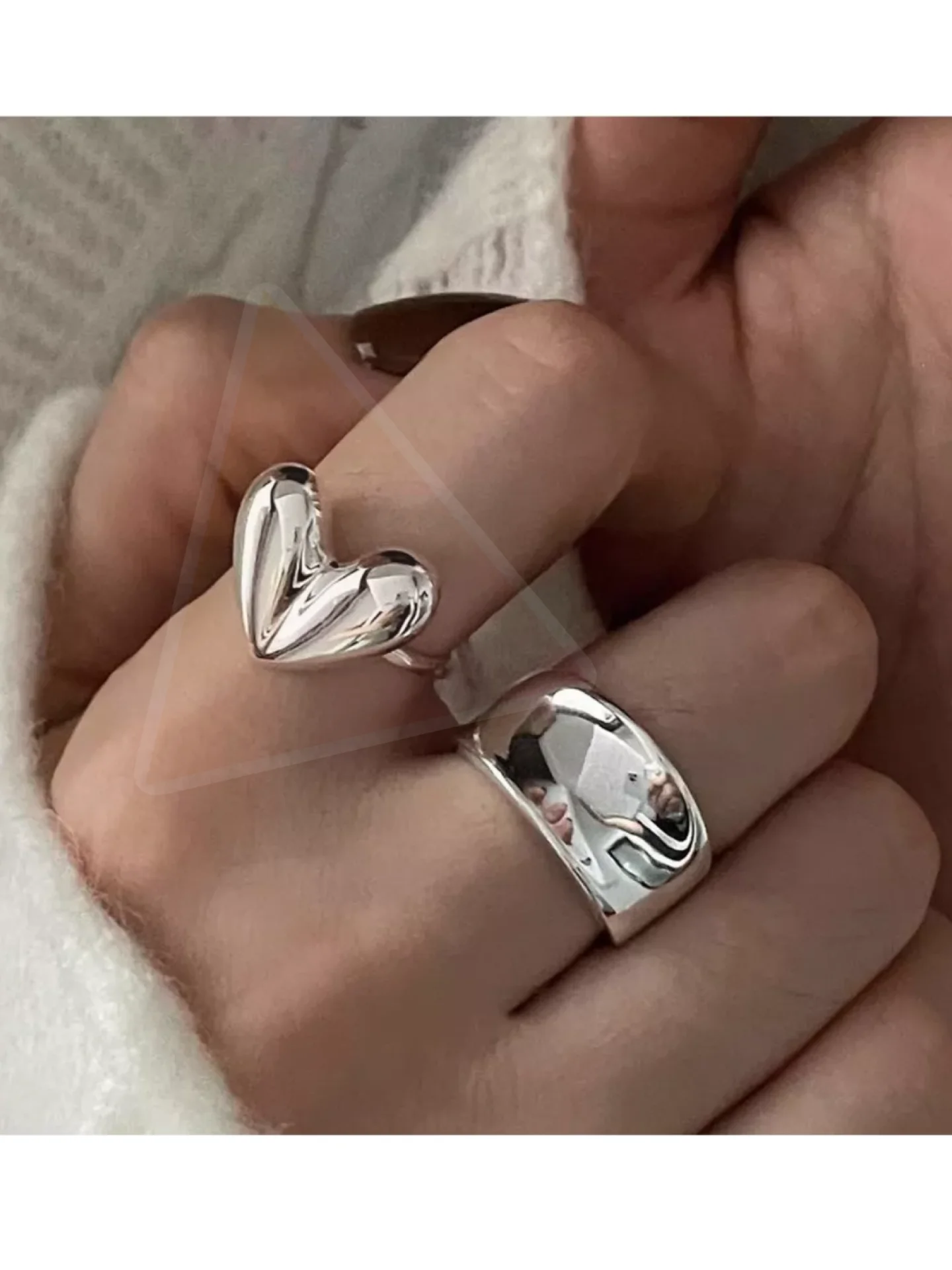 Серебряный кольцо сердце, бижутерия, под серебро, в форме сердца, размер регулируемый