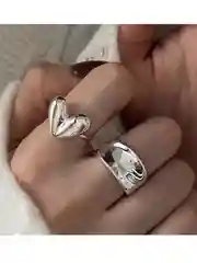 Серебряный кольцо сердце, бижутерия, под серебро, в форме сердца, размер регулируемый