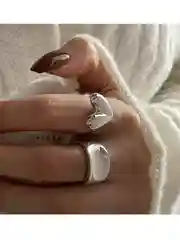 Серебряный кольцо сердце, бижутерия, под серебро, в форме сердца, размер регулируемый