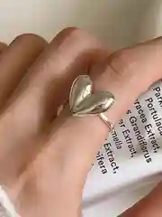 Серебряный кольцо сердце, бижутерия, под серебро, в форме сердца, размер регулируемый