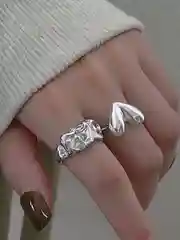 Серебряный кольцо сердце, бижутерия, под серебро, в форме сердца, размер регулируемый