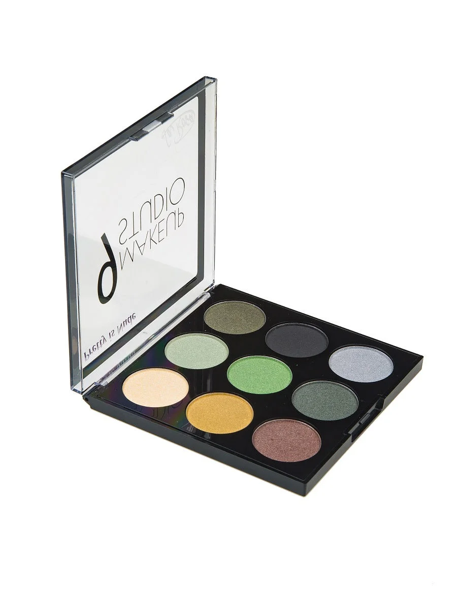 Зеленый тени для век "MAKEUP STUDIO" , 9 цветов в палетке