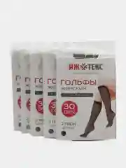 Черный гольфы капроновые женские с лайкрой 10 пар 30 DEN