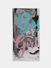 Серый металлик скатерть одноразовая на гендер-пати 182*137 "Boy or girl?"