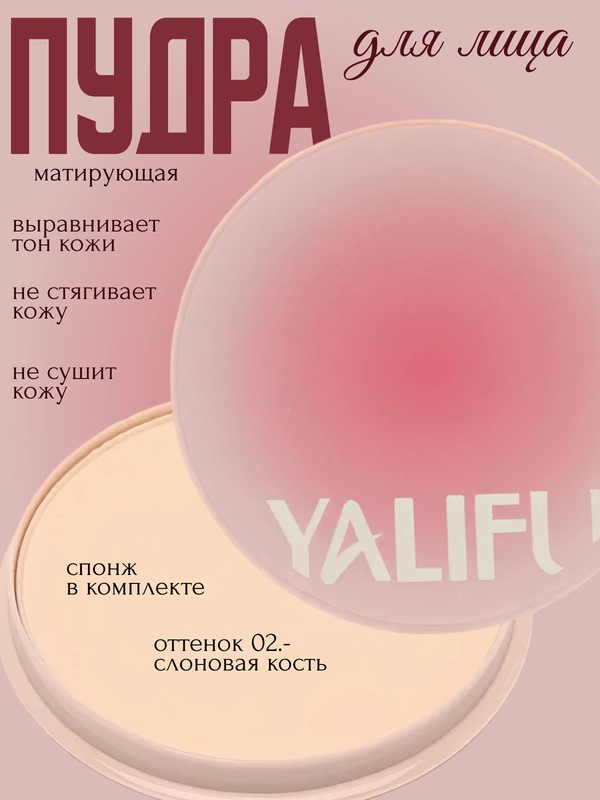 Пудра для лица, матирующая, компактная, со спонжем, 12 г