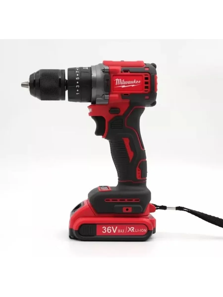 Красный бесщеточная ударная дрель - аккумуляторный шуруповерт Milwaukee, 24V / 36V