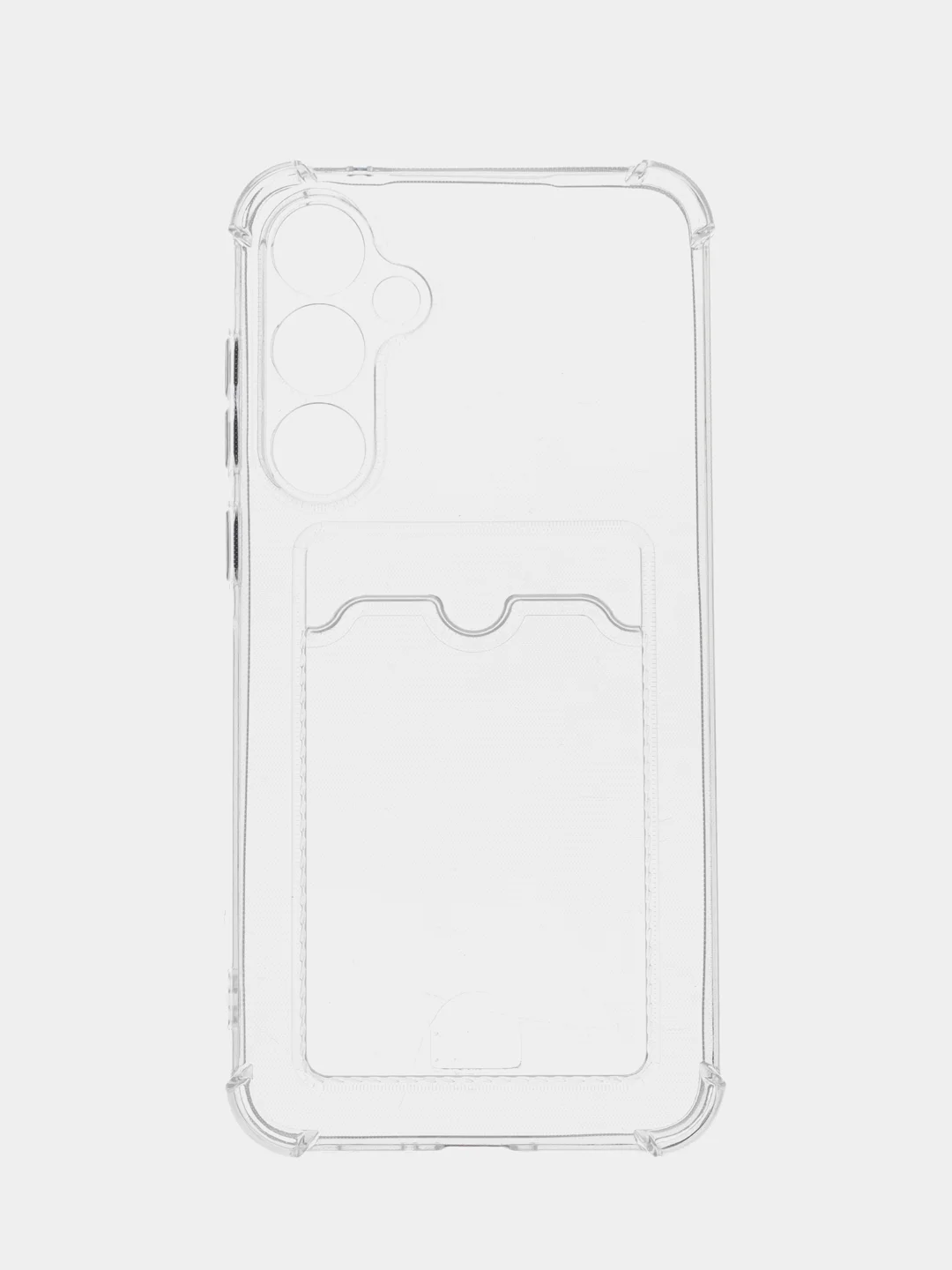 Прозрачный чехол Samsung Galaxy A55 / Самсунг Галакси А55 силиконовый, чёрный, прозрачный с кармашком