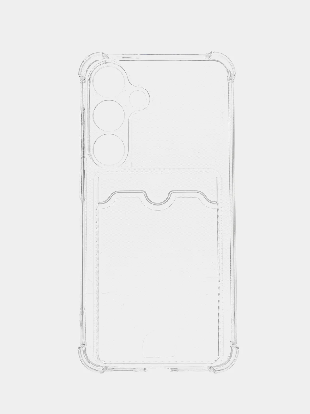 Прозрачный чехол Samsung Galaxy S24 силиконовый, чёрный, прозрачный с кармашком