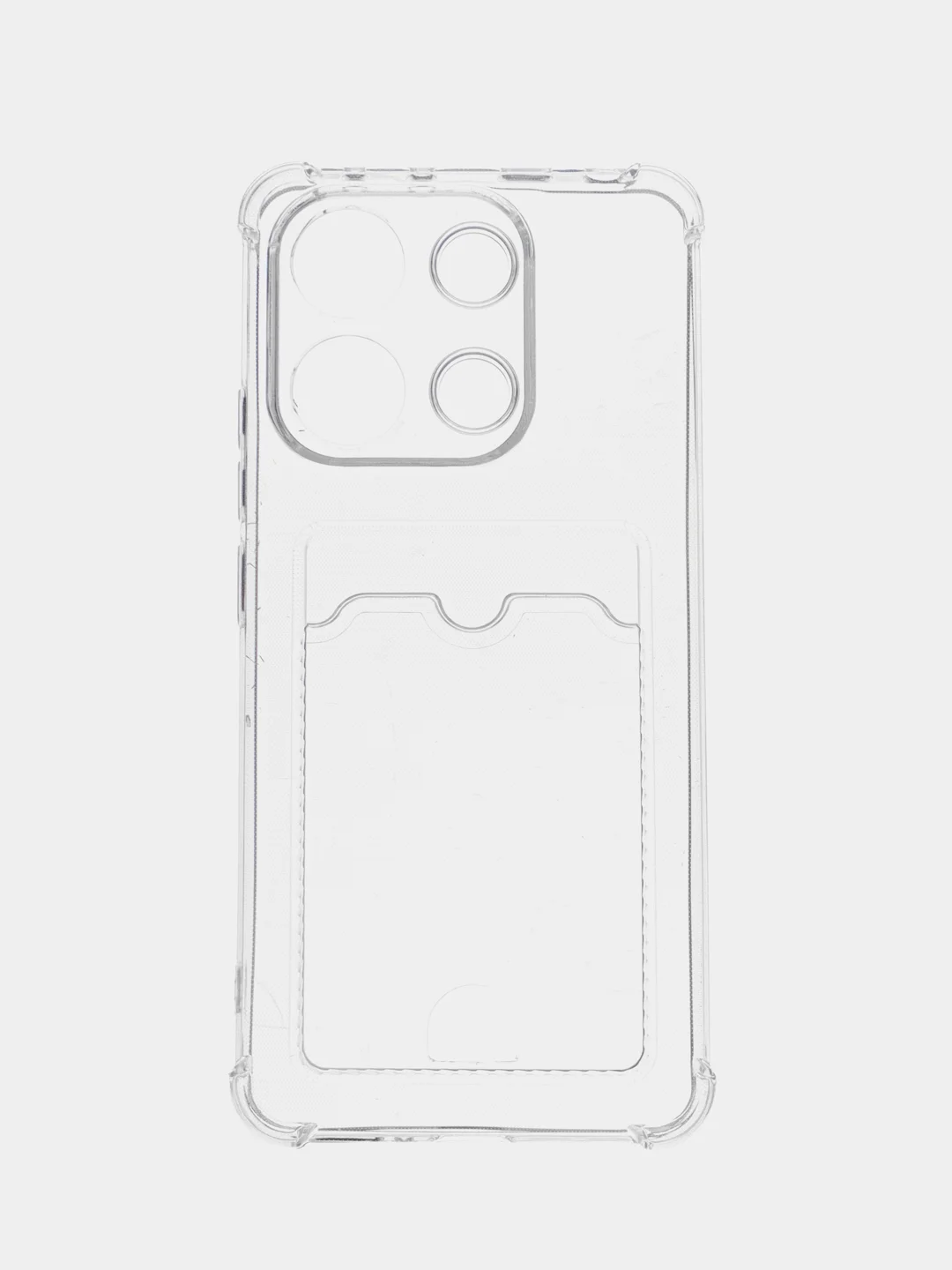 Прозрачный чехол Xiaomi Redmi Note 13 4G силиконовый, чёрный, прозрачный с кармашком