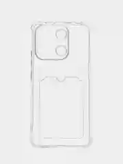 Прозрачный чехол Xiaomi Redmi Note 13 4G силиконовый, чёрный, прозрачный с кармашком