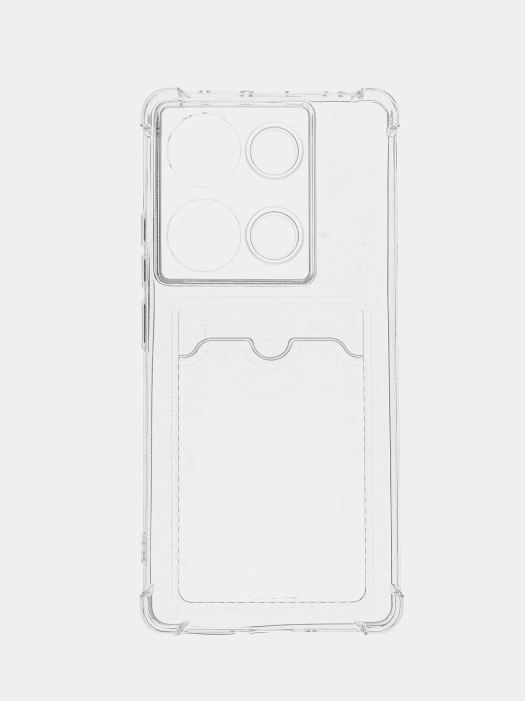Прозрачный чехол Xiaomi Redmi Note 13 Pro 4G силиконовый, чёрный, прозрачный с кармашком