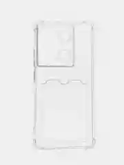 Прозрачный чехол Xiaomi Redmi Note 13 Pro 4G силиконовый, чёрный, прозрачный с кармашком