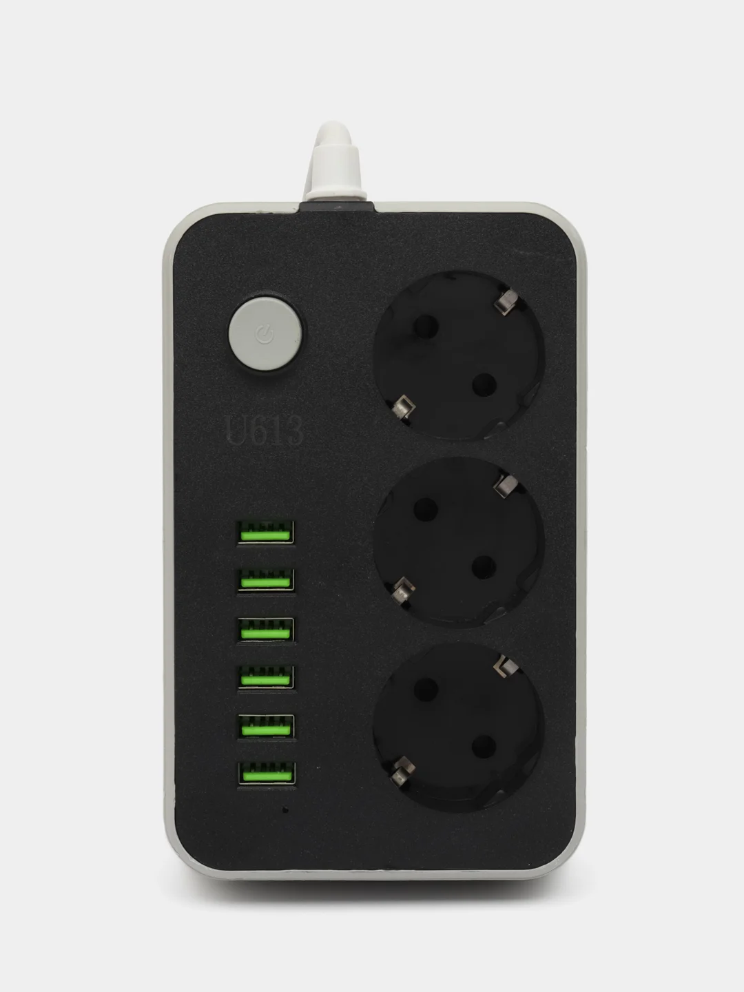 Черный сетевой фильтр-удлинитель 6 USB A, 3 розетки, быстрая зарядка 4.1А, 1.8 метров, черный