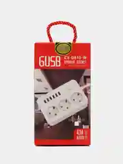 Черный сетевой фильтр-удлинитель 6 USB A, 3 розетки, быстрая зарядка 4.1А, 1.8 метров, черный