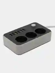 Черный сетевой фильтр-удлинитель 6 USB A, 3 розетки, быстрая зарядка 4.1А, 1.8 метров, черный