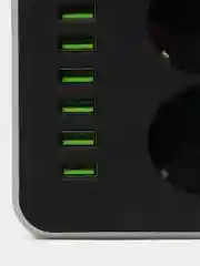 Черный сетевой фильтр-удлинитель 6 USB A, 3 розетки, быстрая зарядка 4.1А, 1.8 метров, черный