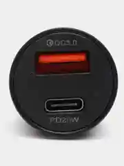 Зарядное устройство для автомобиля 2 USB, Type-C, 20W QC 3.0 быстрая зарядка, черный