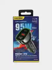 Автомобильное зарядное устройство с USB A, USB C быстрая зарядка до 95W, черный