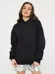 Черный худи оверсайз черное, без начеса, S-XL