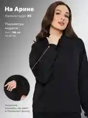 Черный худи оверсайз черное, без начеса, S-XL