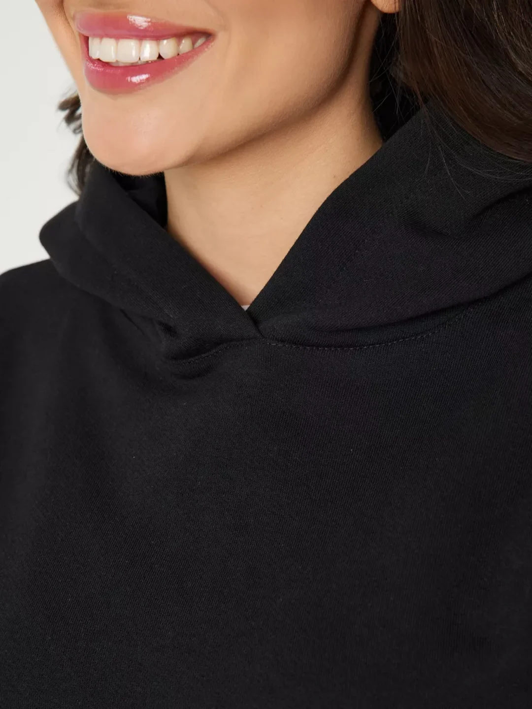 Черный худи оверсайз черное, без начеса, S-XL