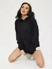 Черный худи оверсайз черное, без начеса, S-XL