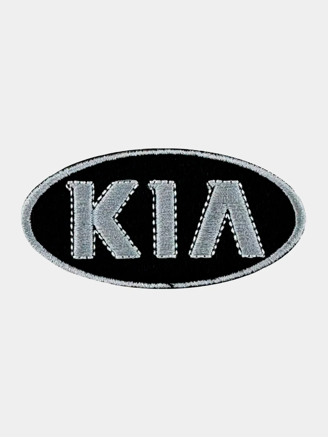 Черный нашивка шеврон на одежду Kia, на липучке