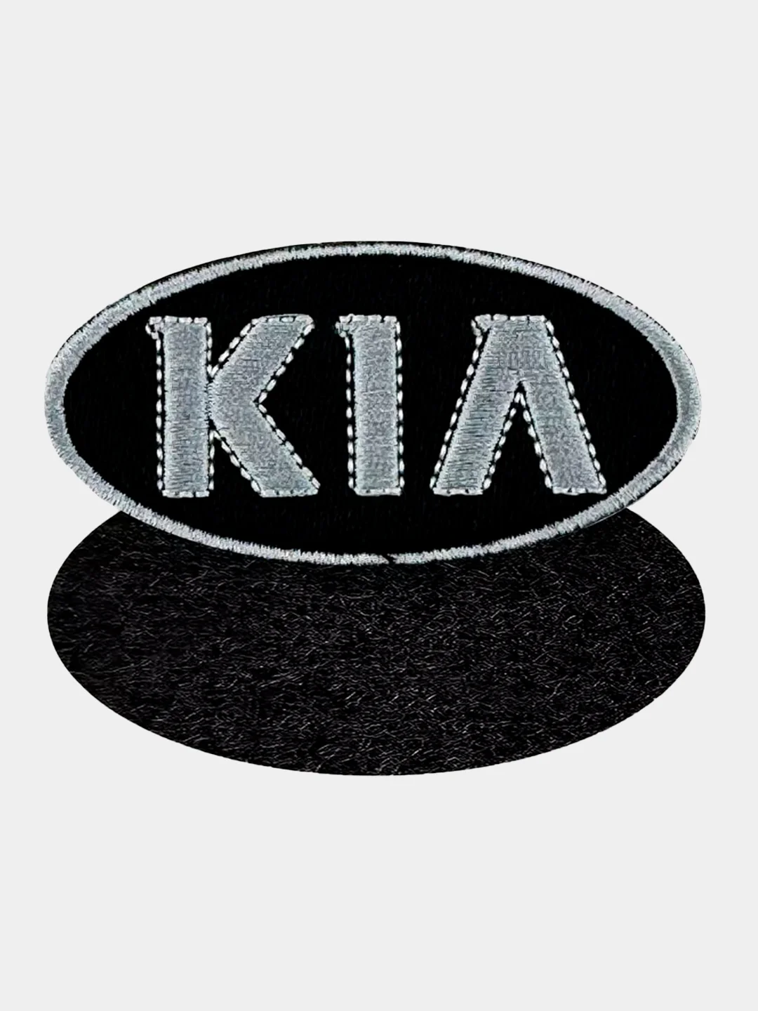 Черный нашивка шеврон на одежду Kia, на липучке