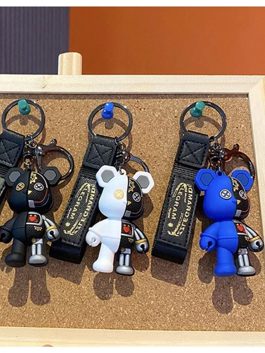 Брелок для ключей половинчатый Bearbrick сине-черный