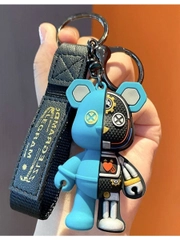 Брелок для ключей половинчатый Bearbrick бирюзово-черный
