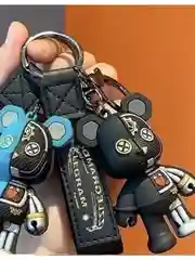 Брелок для ключей половинчатый Bearbrick черно-серый