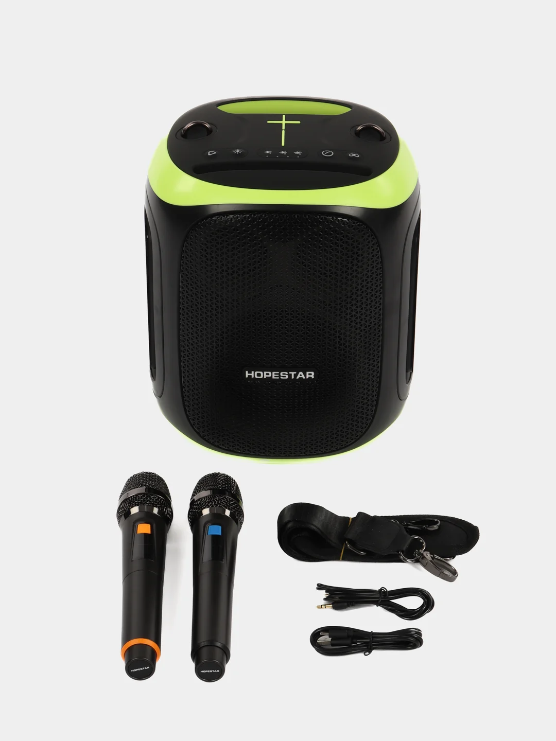 Черный портативная Bluetooth колонка HOPESTAR Party 130 c двумя микрофонами и RGB подсветкой