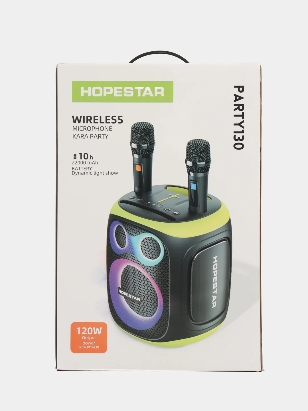 Черный портативная Bluetooth колонка HOPESTAR Party 130 c двумя микрофонами и RGB подсветкой