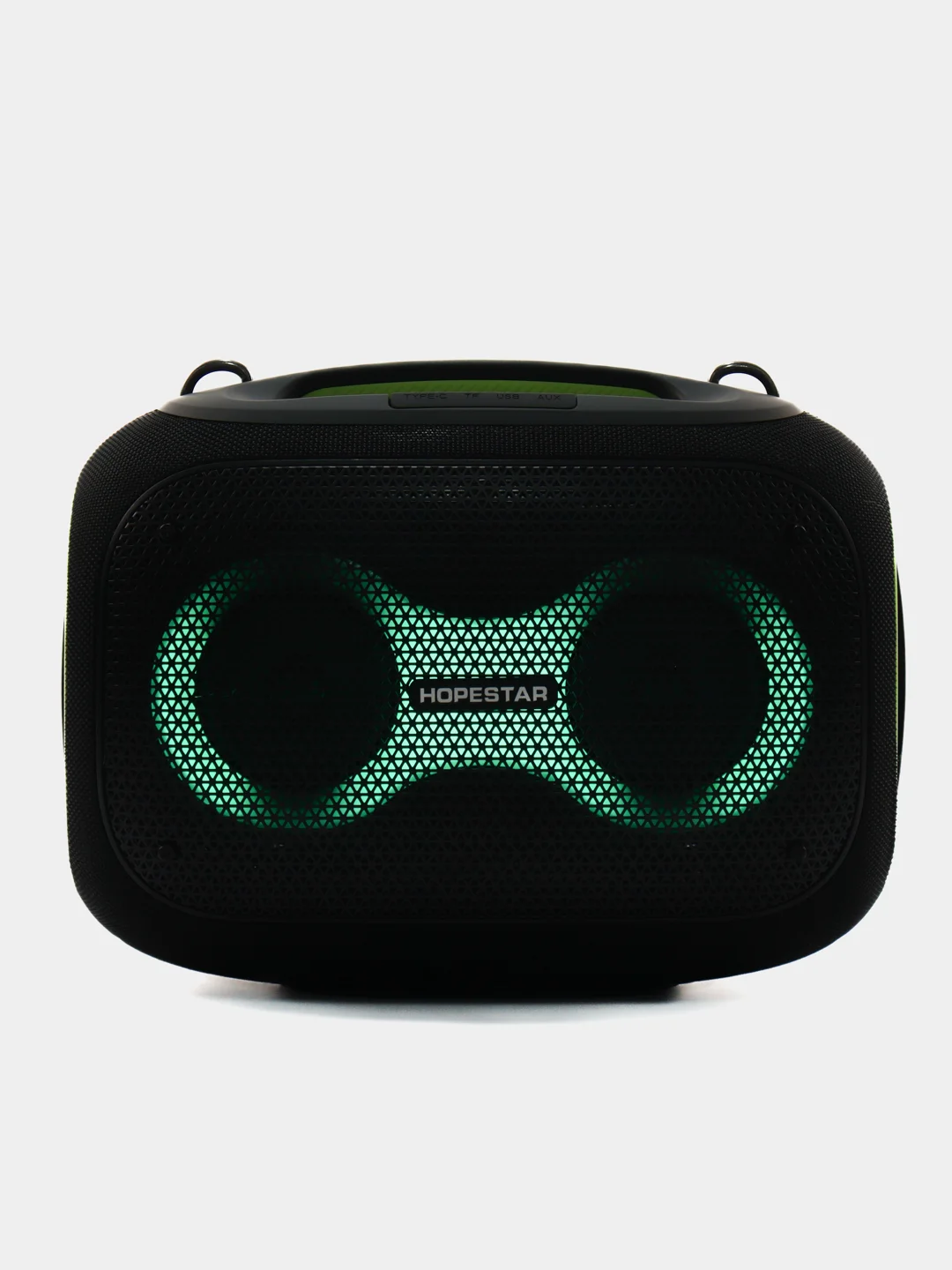 Черный портативная Bluetooth колонка HOPESTAR Party Box c двумя микрофонами и RGB подсветкой