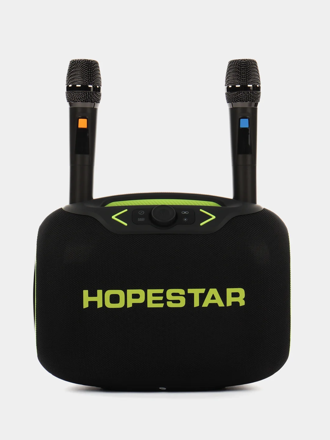 Черный портативная Bluetooth колонка HOPESTAR Party Box c двумя микрофонами и RGB подсветкой
