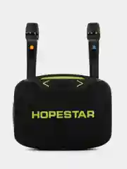 Черный портативная Bluetooth колонка HOPESTAR Party Box c двумя микрофонами и RGB подсветкой