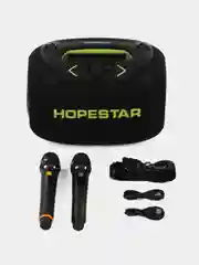 Черный портативная Bluetooth колонка HOPESTAR Party Box c двумя микрофонами и RGB подсветкой