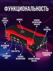 Красный пусковое зарядное устройство для автомобиля - 28 000 мАч, Jump Starter, бустер-пускач